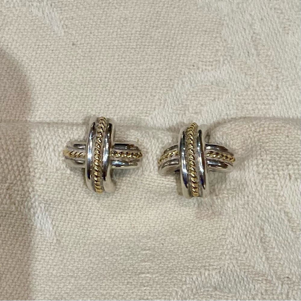 Tiffany & Co. Iconic 18k Gold and Sterling silver X Post Earringd